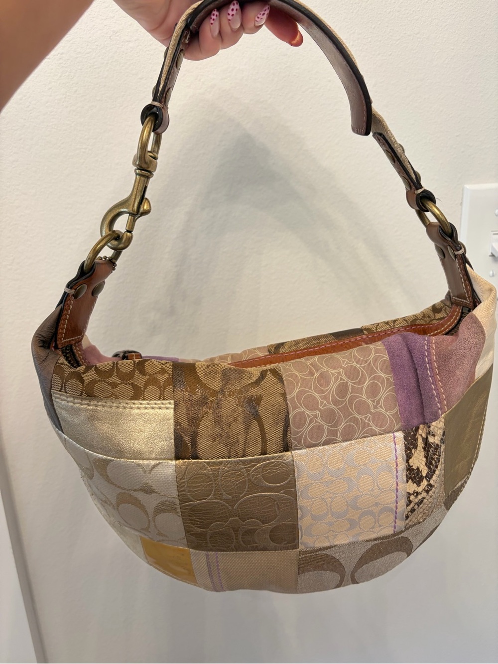 Vintage Coach Patchwork Hobo Shoulder Bag